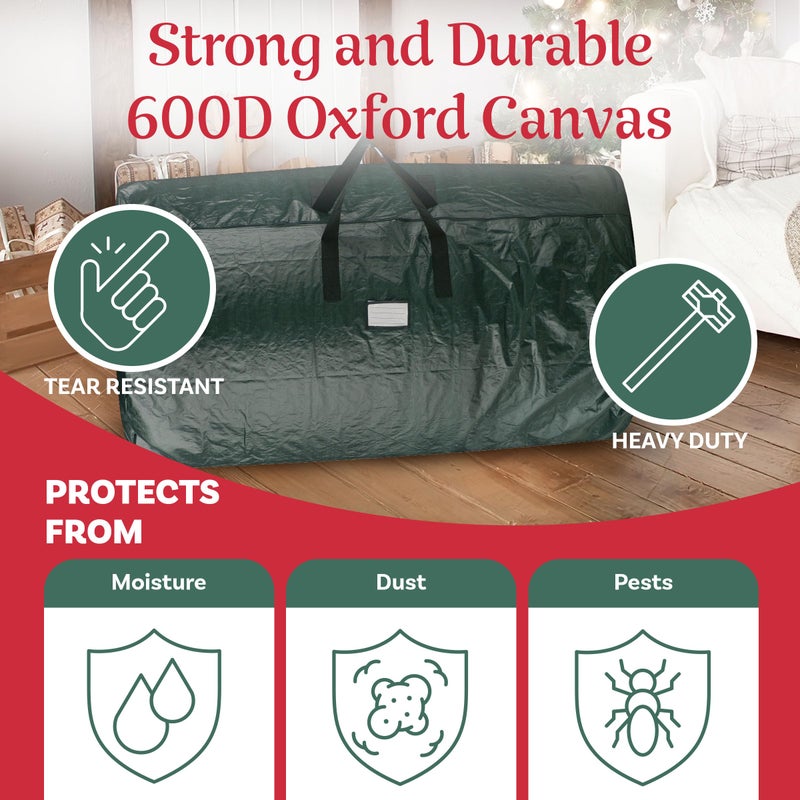Elf Stor Christmas Tree Storage Bag - Canvas Bag for 7-Foot Artificial Trees - Protects Holiday Decor and Inflatables from Moisture Damage by Elf Stor (Green) - Image 4